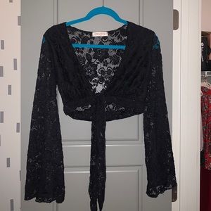 brand new black lace crop top